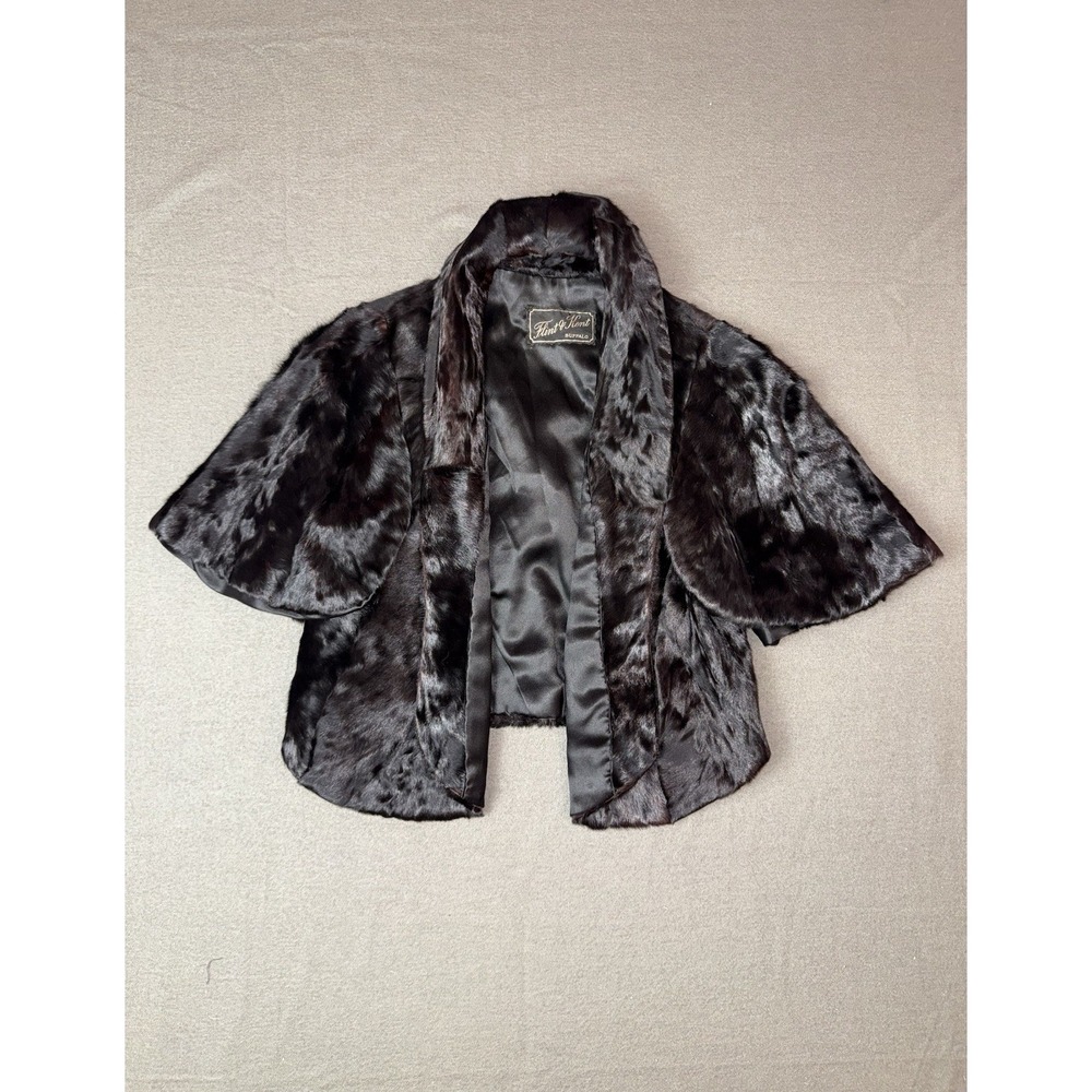 Vintage Flint And Kent Buffalo Dark Brown Fur Capelet Shrug Jacket Women’s XS